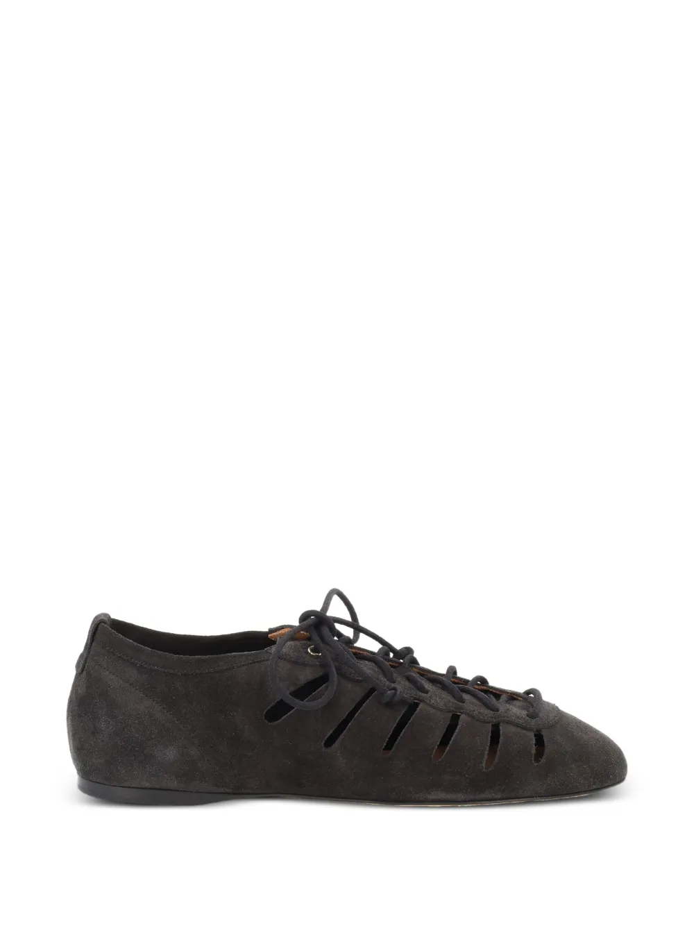 ISABEL MARANT Leyza lace-up cut-out ballet flats - Nero