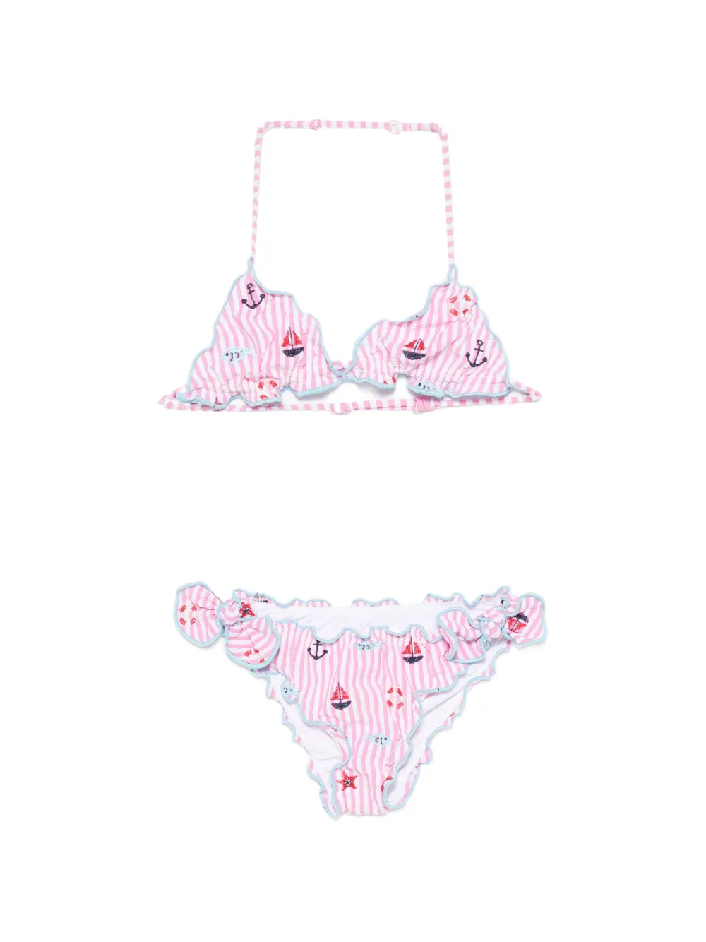 MC2 Saint Barth Kids nautical-print ruffled bikini - Rosa