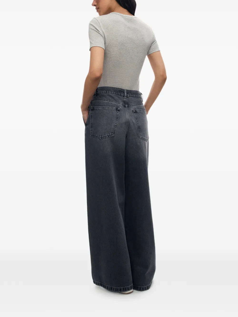 12 STOREEZ 433 jeans met wijde pijpen Grijs