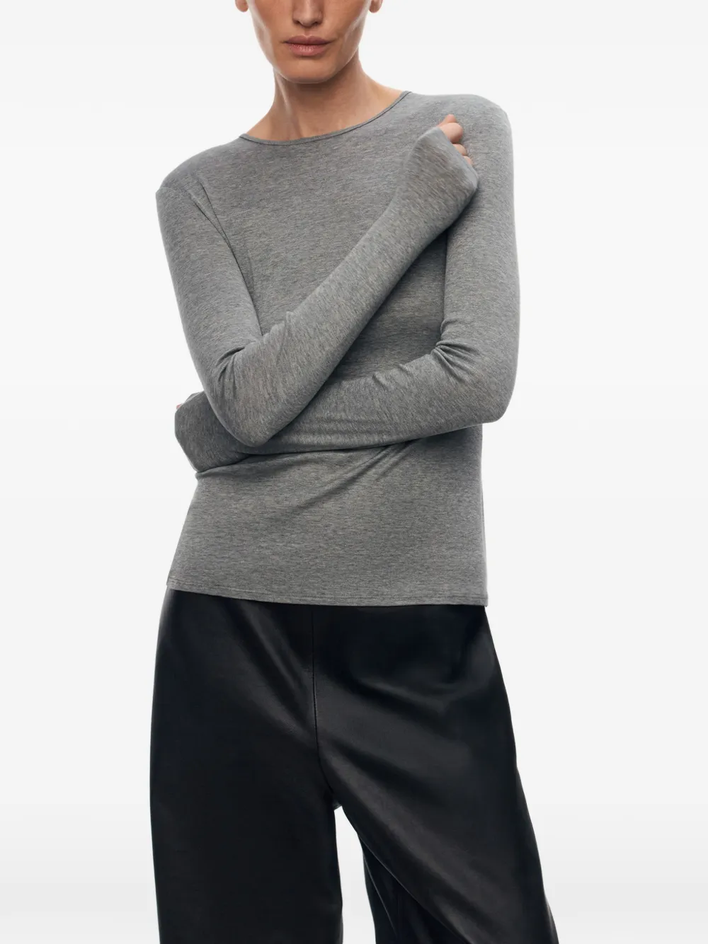 12 Storeez Nicole Long-sleeve T-shirt In Gray