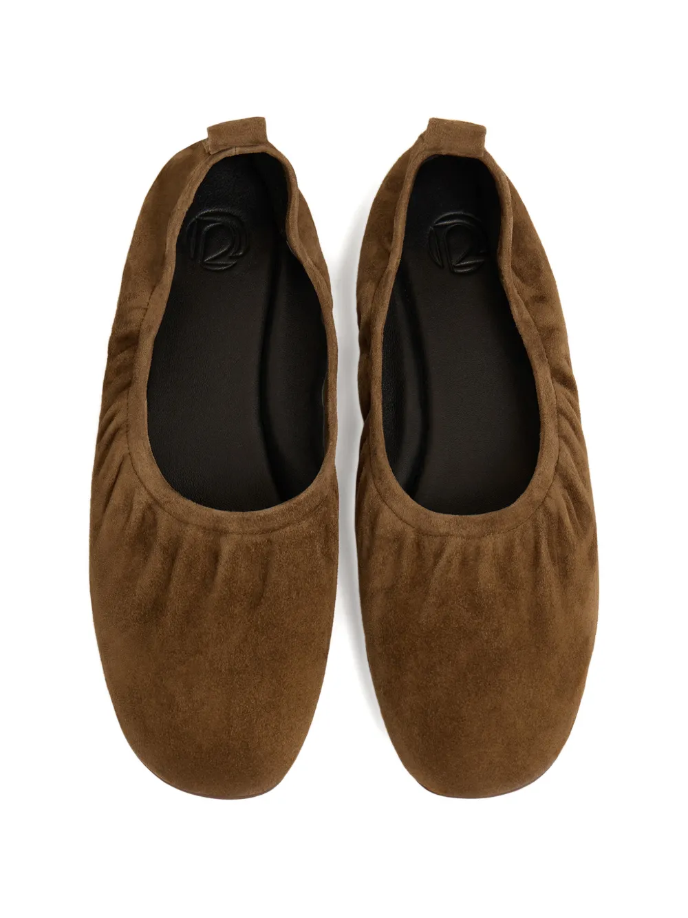 12 STOREEZ Gesmockte suède ballerina's Bruin