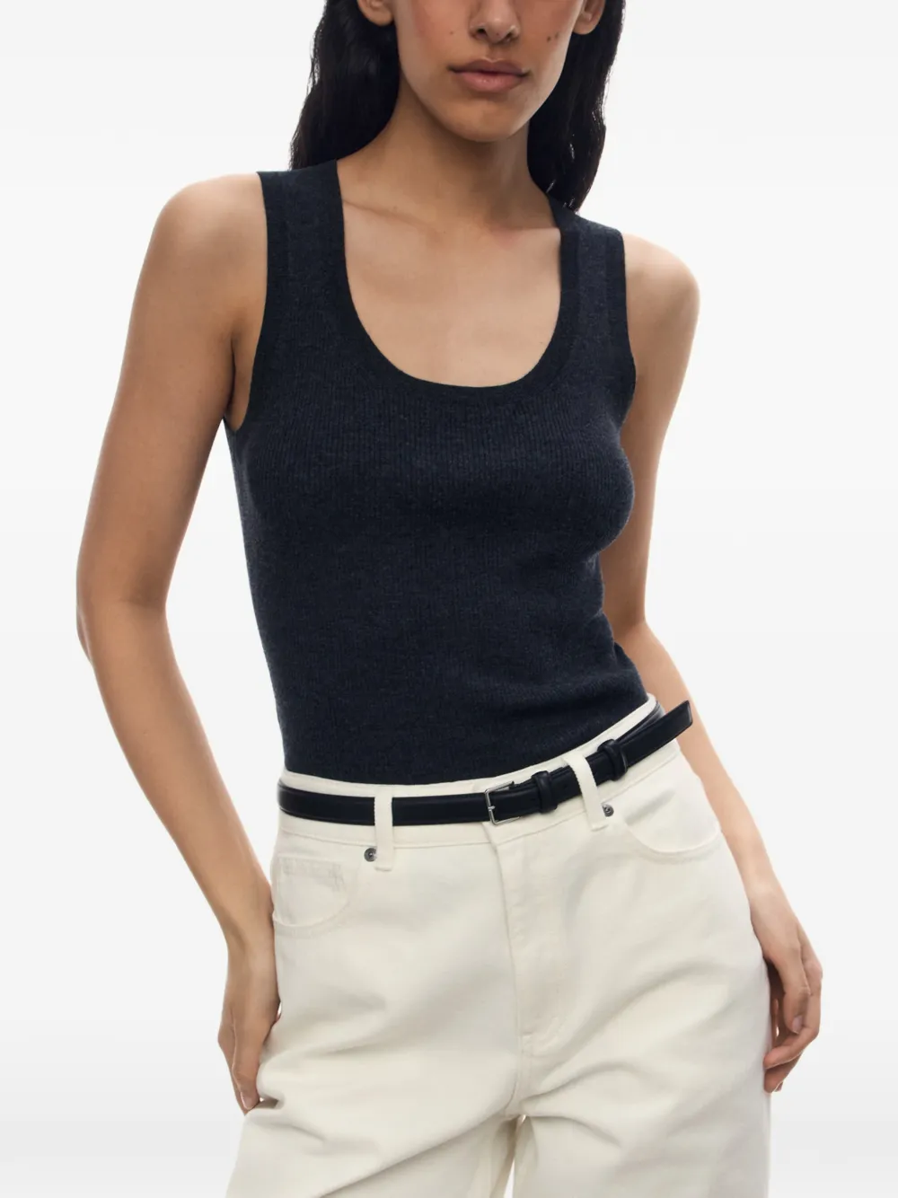 12 STOREEZ Ribgebreide tanktop Grijs