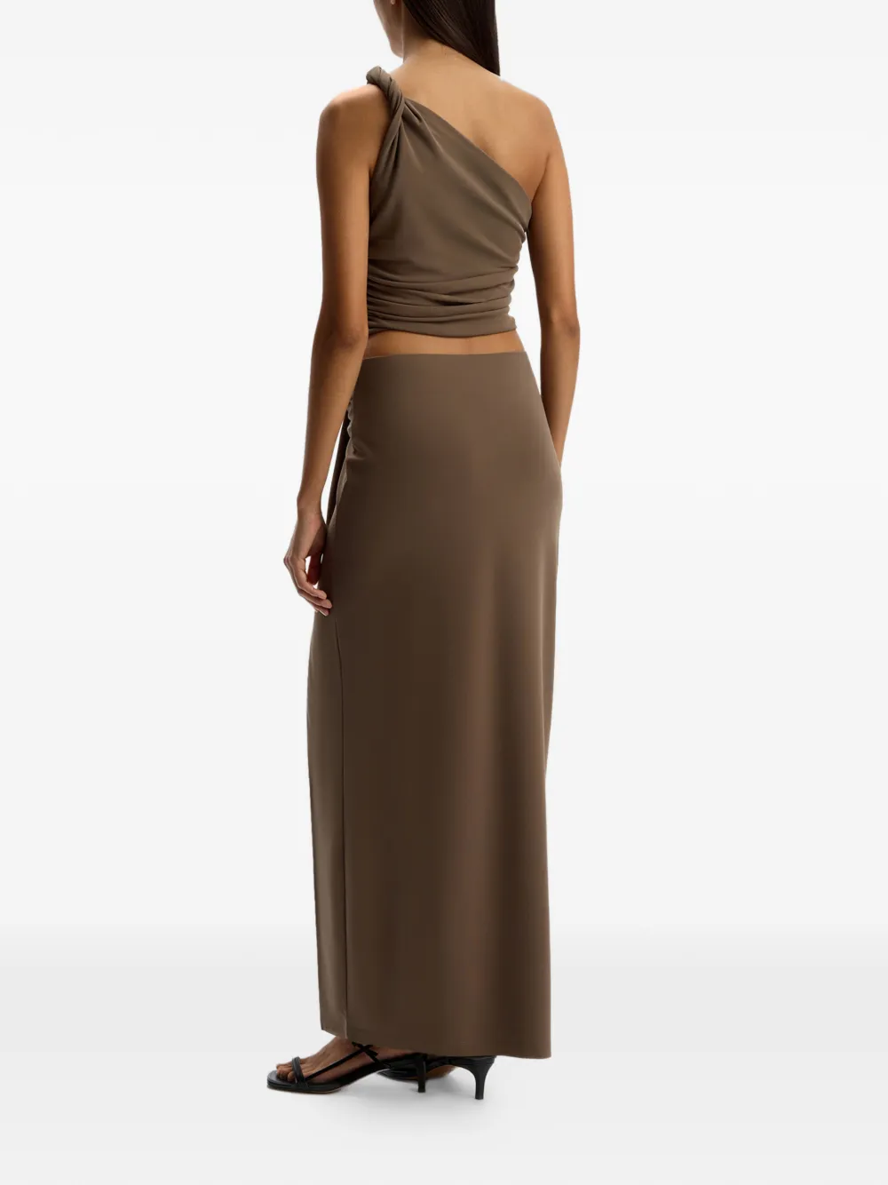 12 STOREEZ Gedrapeerde maxi-rok Bruin