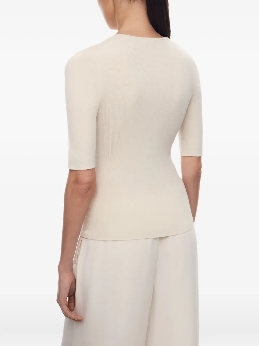 12 STOREEZ Souffle ribgebreide top Beige