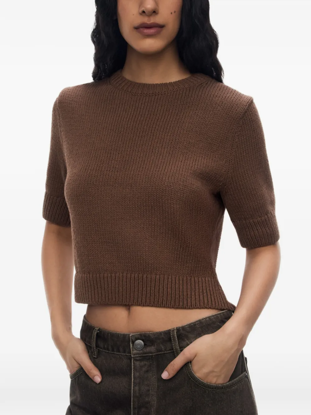 12 STOREEZ Hearth short-sleeve sweater - Marrone