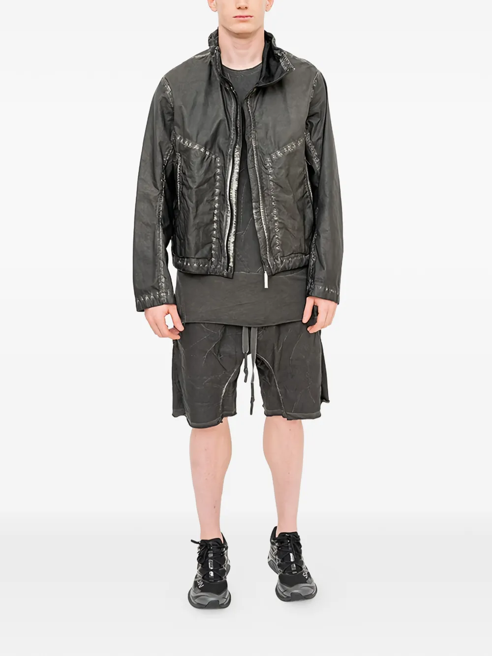  Isaac Sellam Experience Veste Clairvoyant Membrane En Cuir - Gris 
