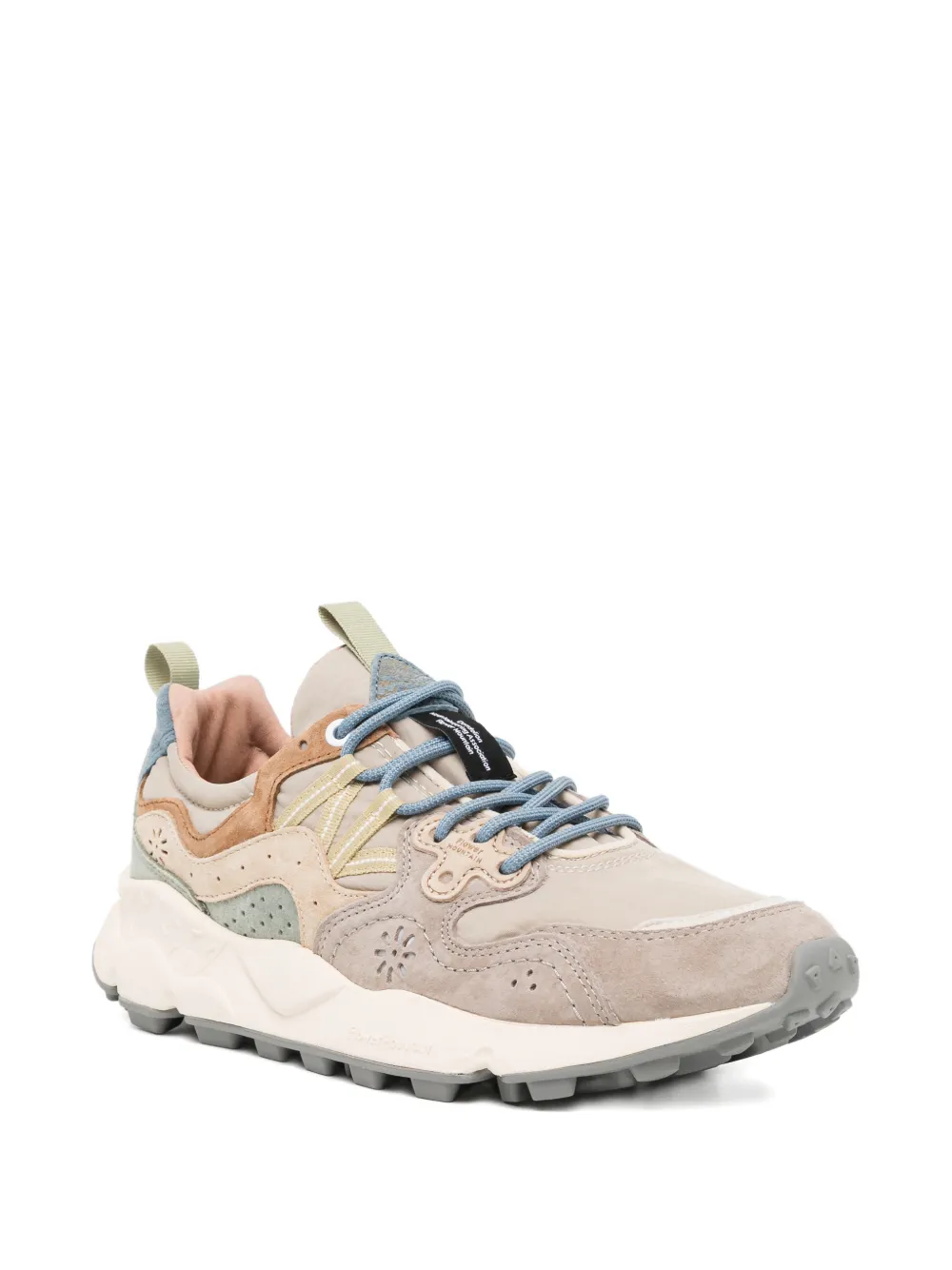 FLOWER MOUNTAIN perforated panelled sneakers Beige