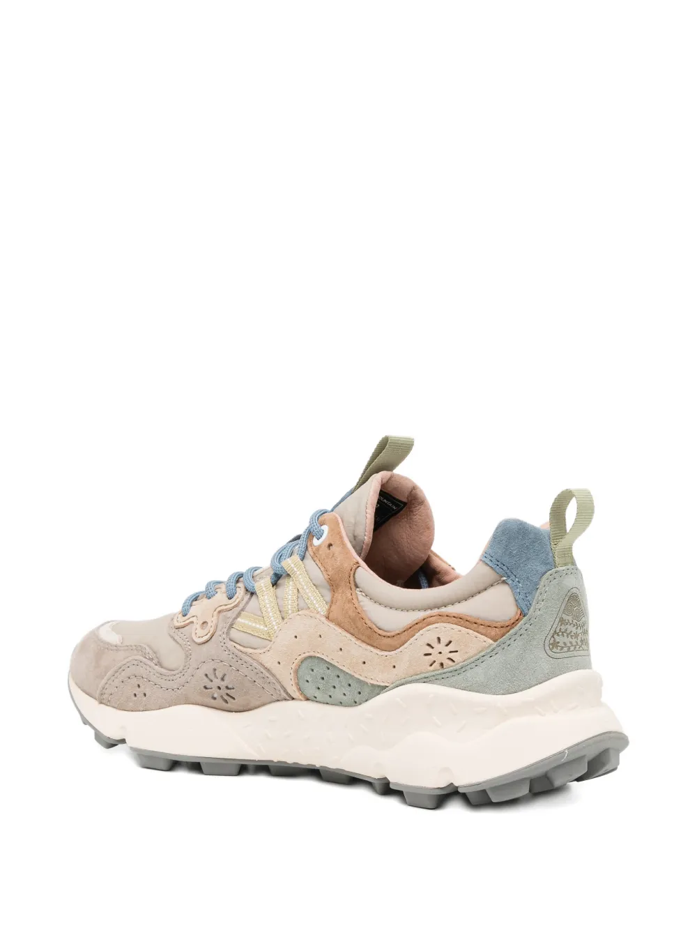 FLOWER MOUNTAIN perforated panelled sneakers Beige