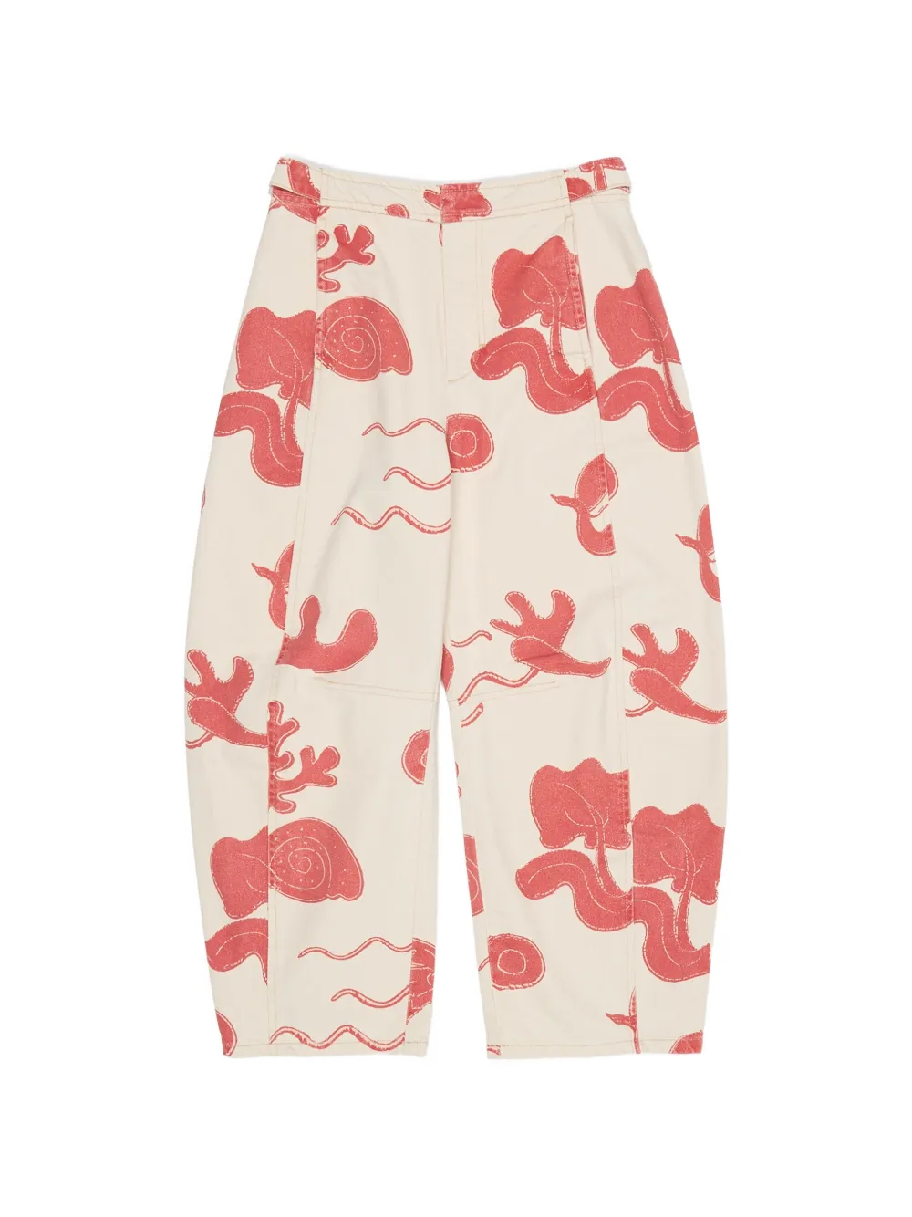 Bimba y Lola Pantaloni Barrel con stampa grafica - Bianco
