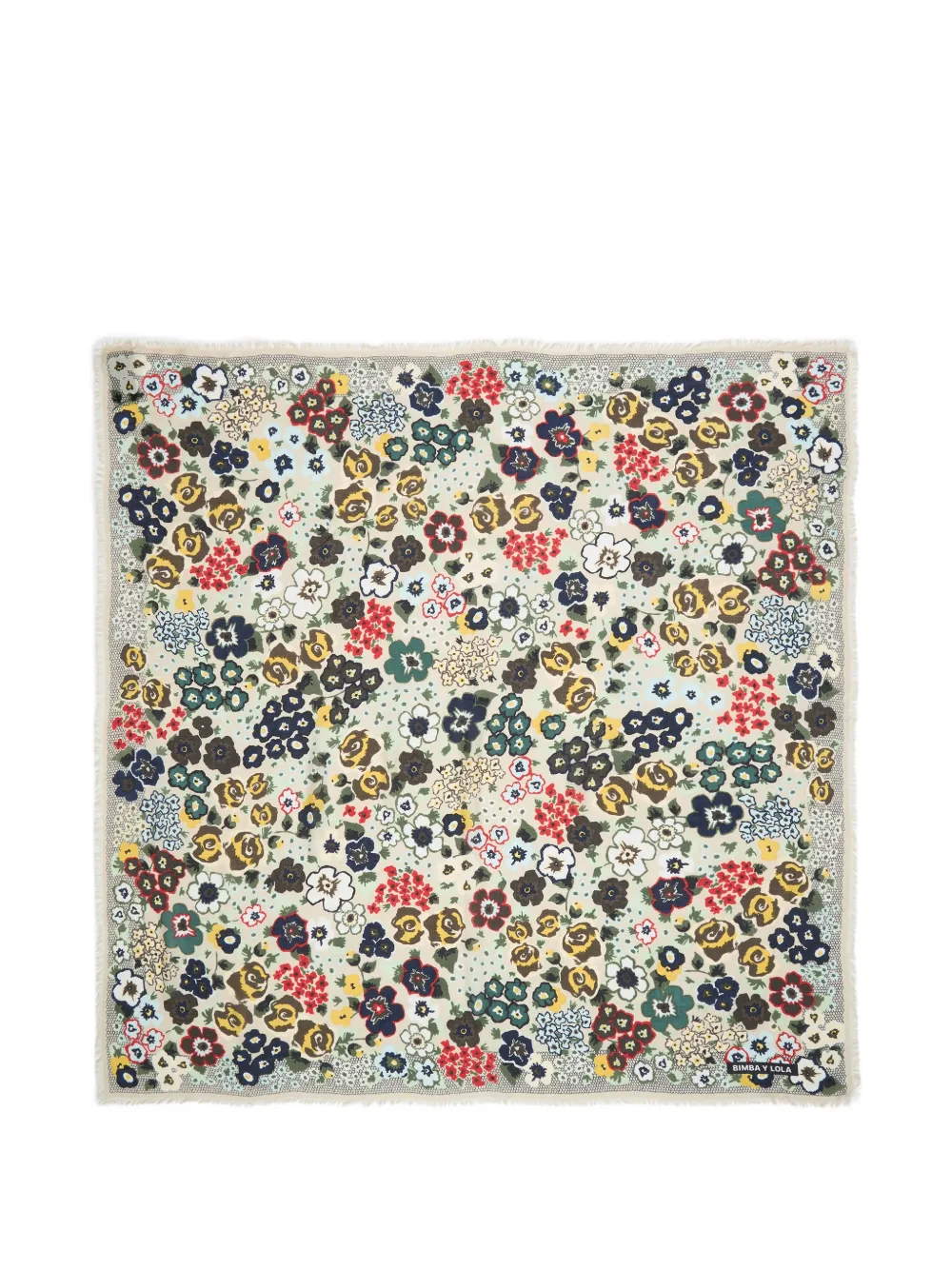 Bimba y Lola floral-print frayed scarf - Nude