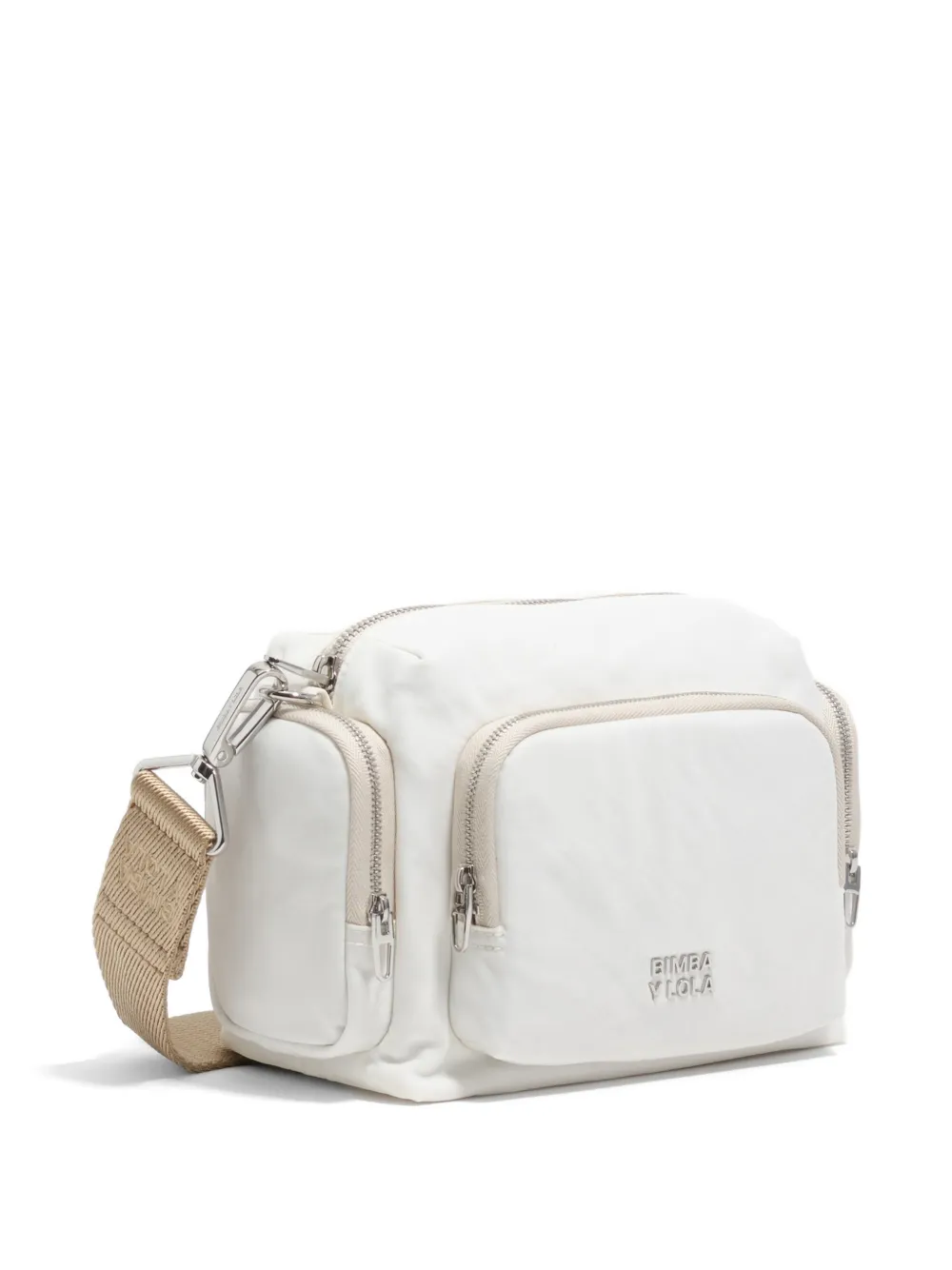 BIMBA Y LOLA Kleine schoudertas met logoplakkaat en zakdetail Wit