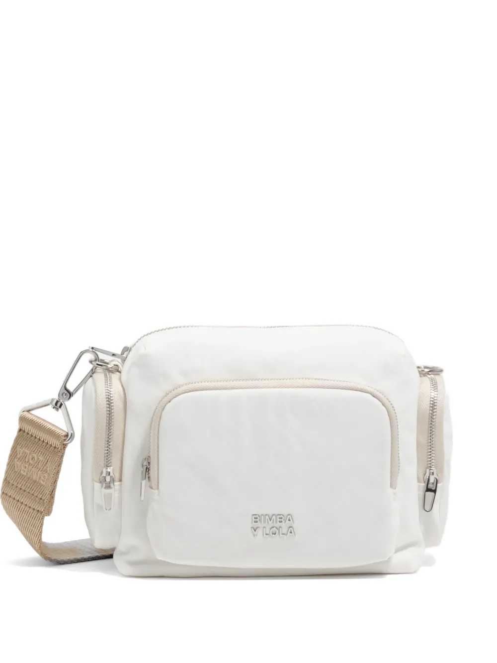 Bimba y Lola Borsa a spalla piccola con placca logo - Bianco