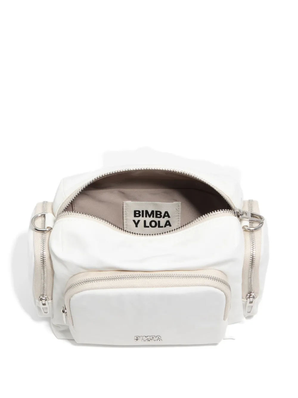 BIMBA Y LOLA Kleine schoudertas met logoplakkaat en zakdetail Wit