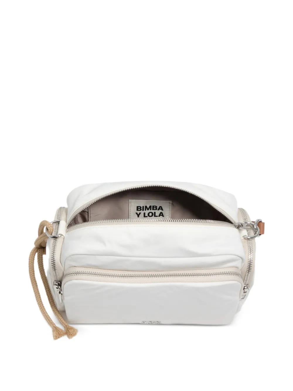 BIMBA Y LOLA Medium schoudertas met logoplakkaat en zakdetail Wit