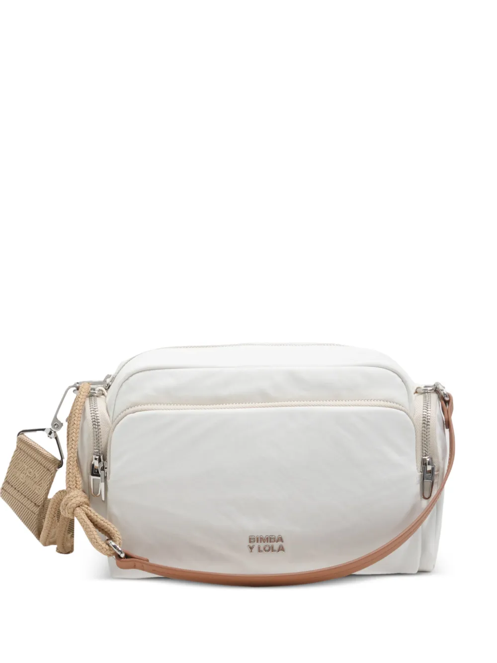 Bimba y Lola Borsa a spalla media con placca logo - Bianco