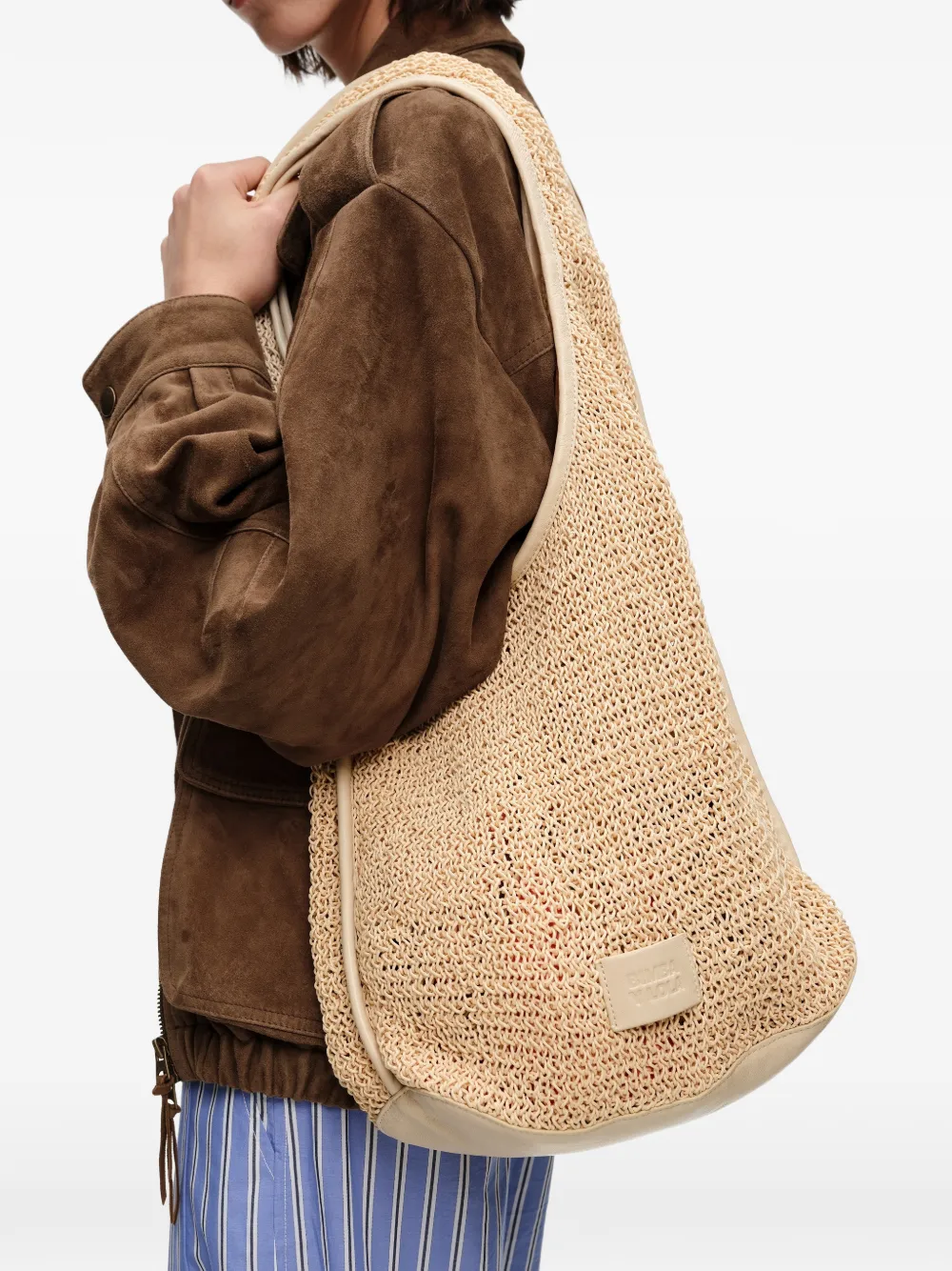 BIMBA Y LOLA Grote gevlochten tas Beige
