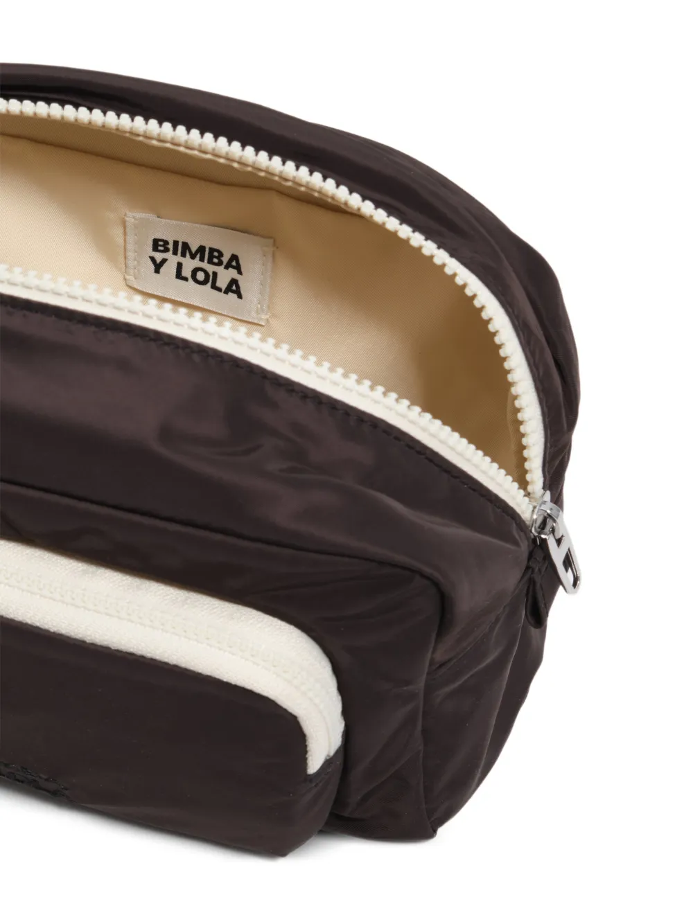 BIMBA Y LOLA Grote Charcoal nylon make-up tas Bruin