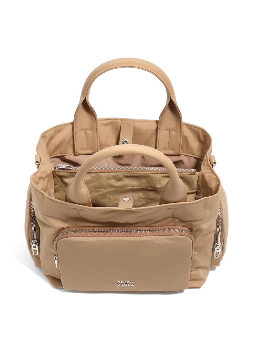 BIMBA Y LOLA Medium nylon tas met zak Beige