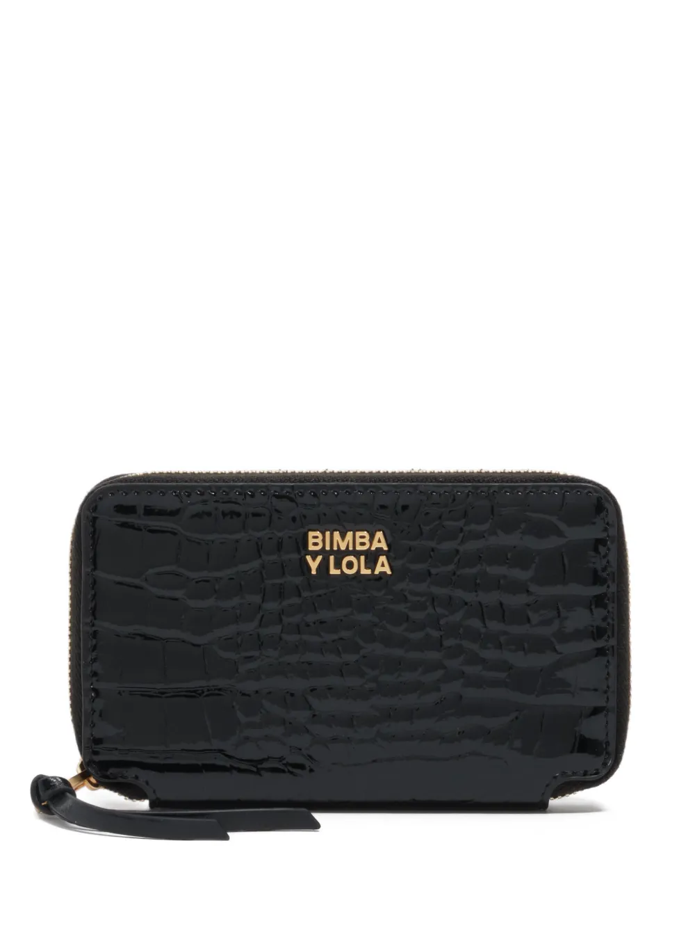 Bimba y Lola croc-effect patent wallet - Nero