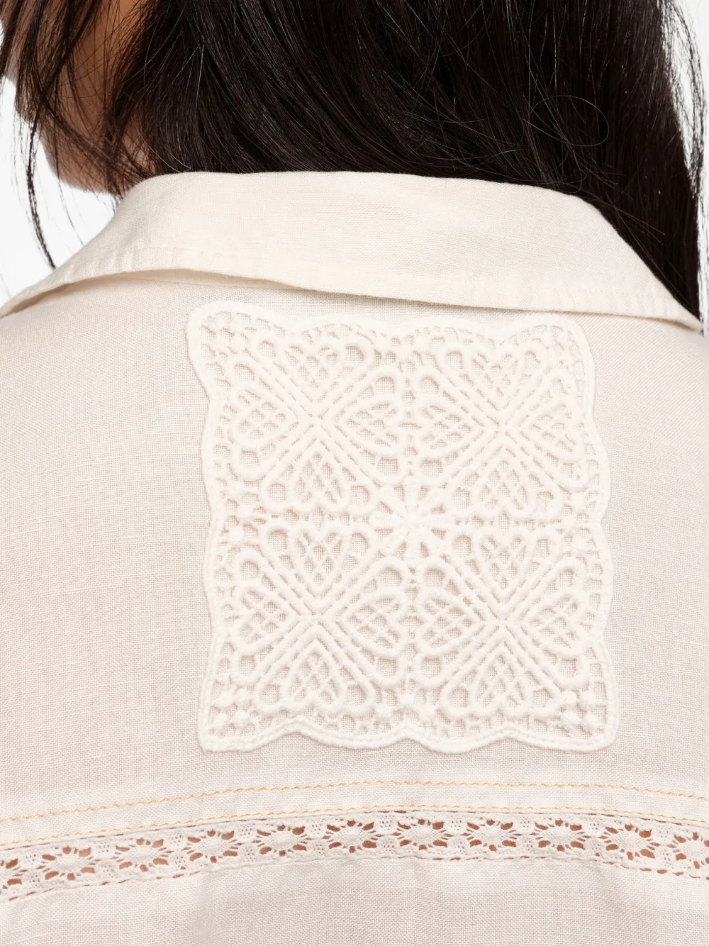 BIMBA Y LOLA Linnen blouse met strikken en kant Wit