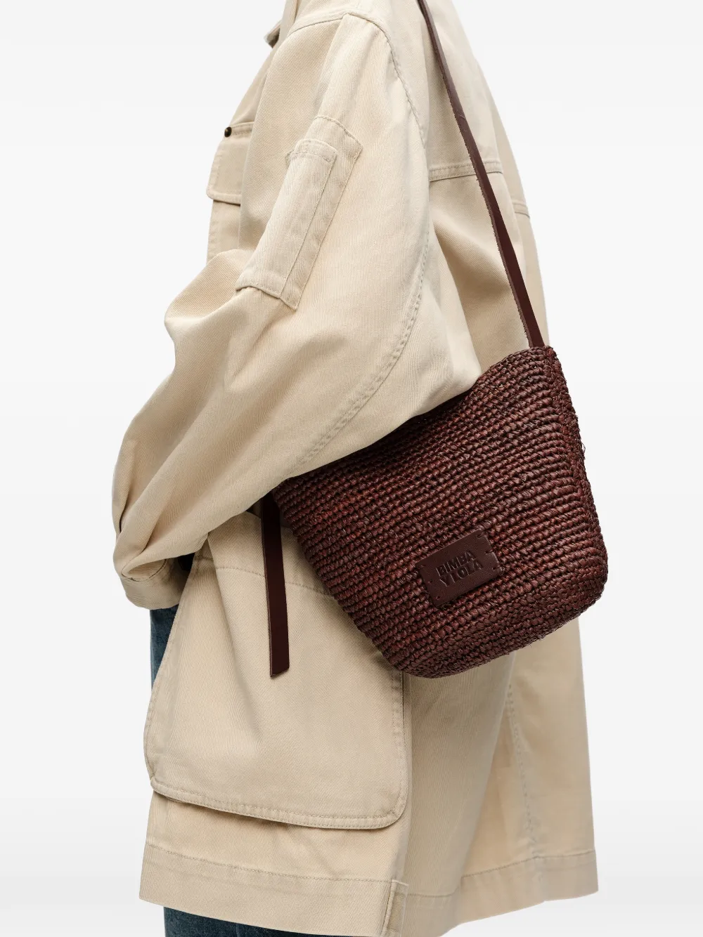 BIMBA Y LOLA Kleine geweven schoudertas met logodetail Bruin