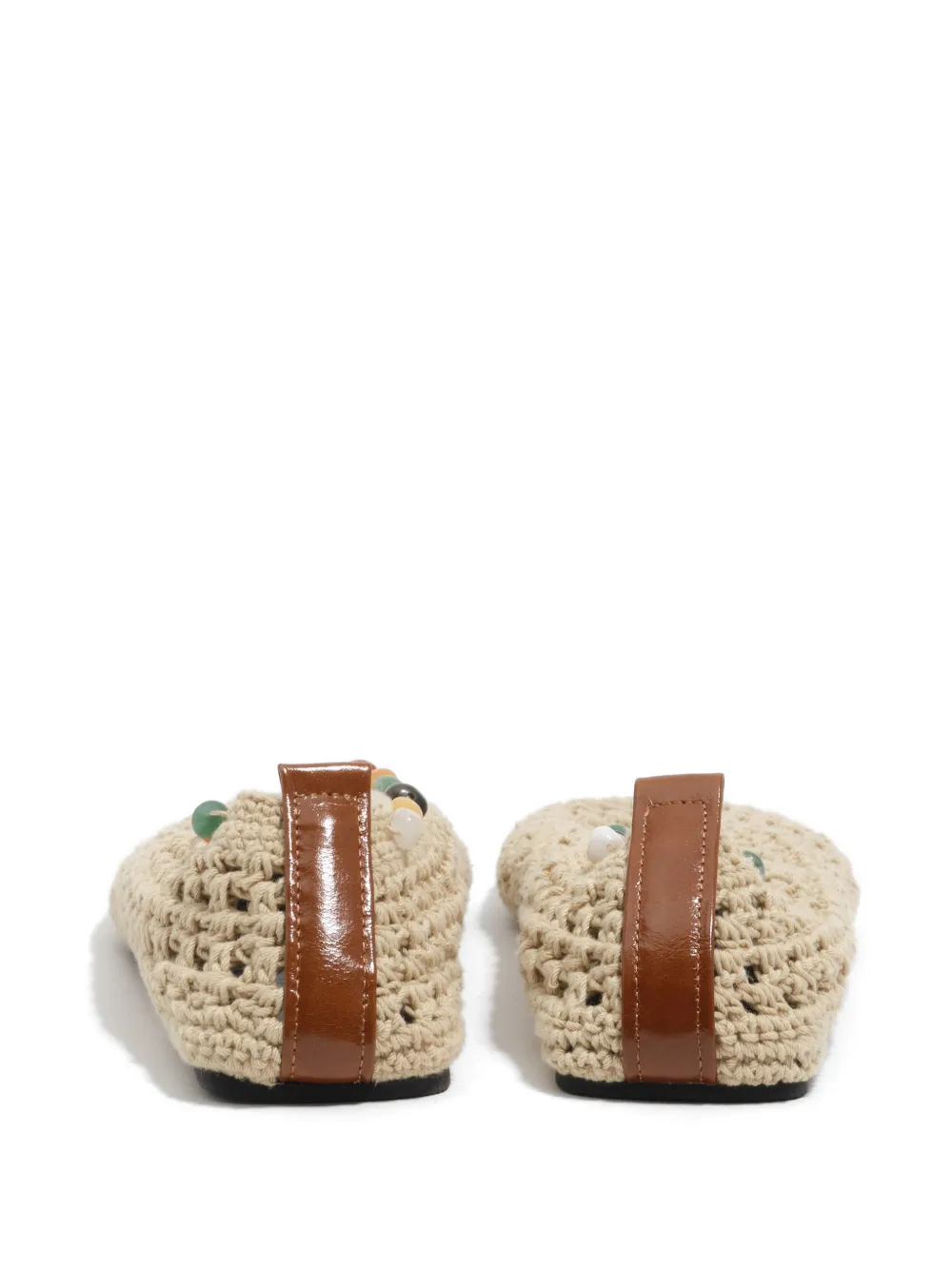 Bimba y Lola Gehaakte ballerina's verfraaid met kralen Beige