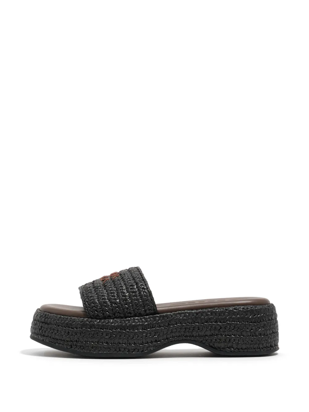 Bimba y Lola Sandali in rafia con plateau - Nero
