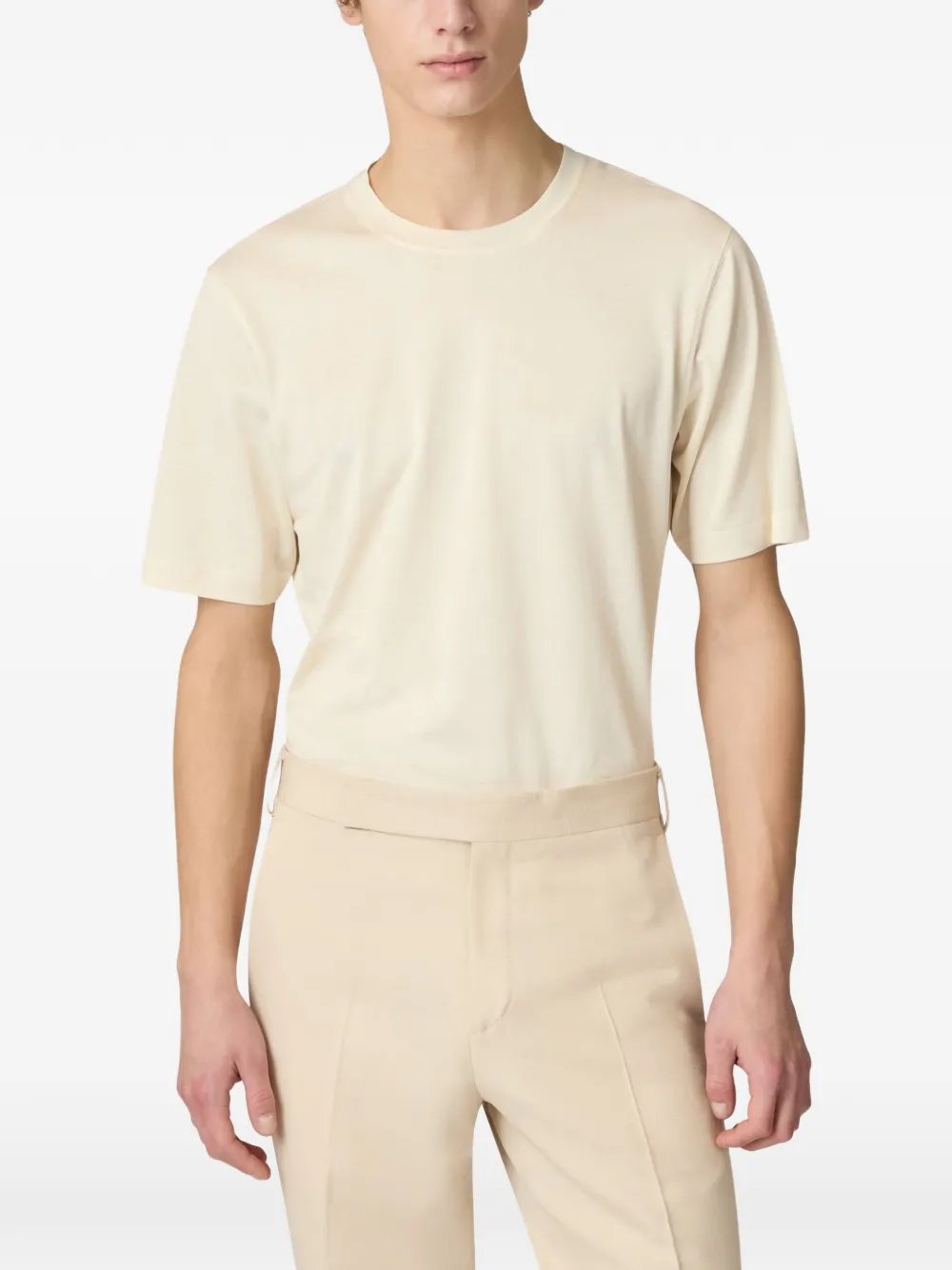 Lardini Geribbeld T-shirt Beige