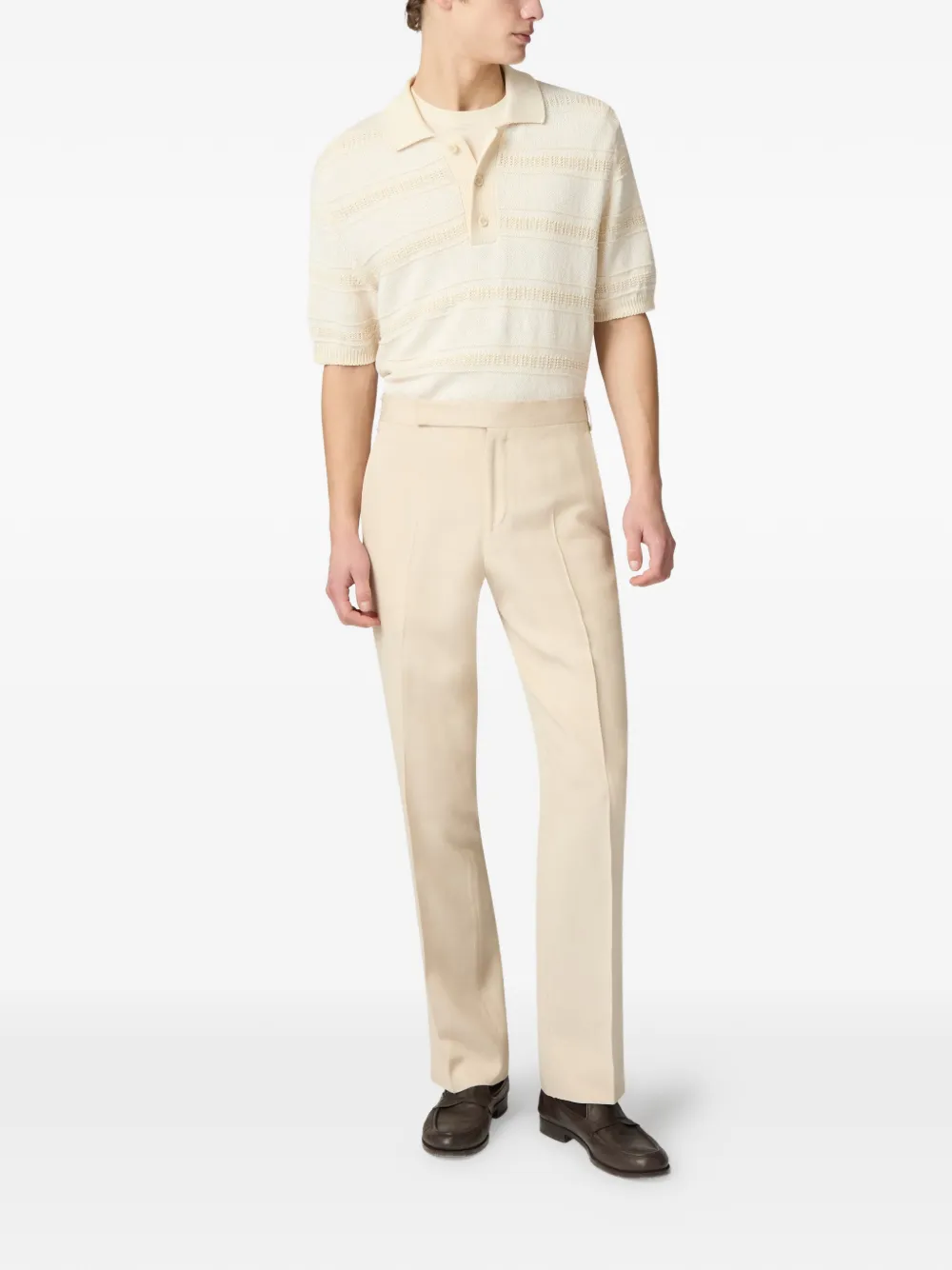 Lardini Geribbeld T-shirt Beige