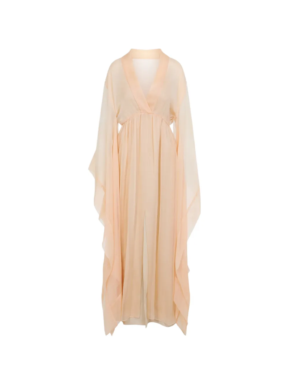Alberta Ferretti draped-sleeve V-neck dress - Toni neutri