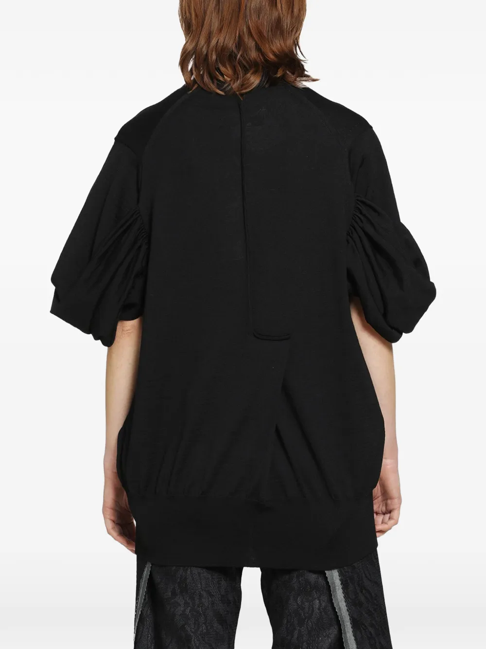 Junya Watanabe Trui met gesmockte mouwen en V-hals Zwart