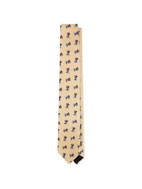 Lardini geometric-print silk tie