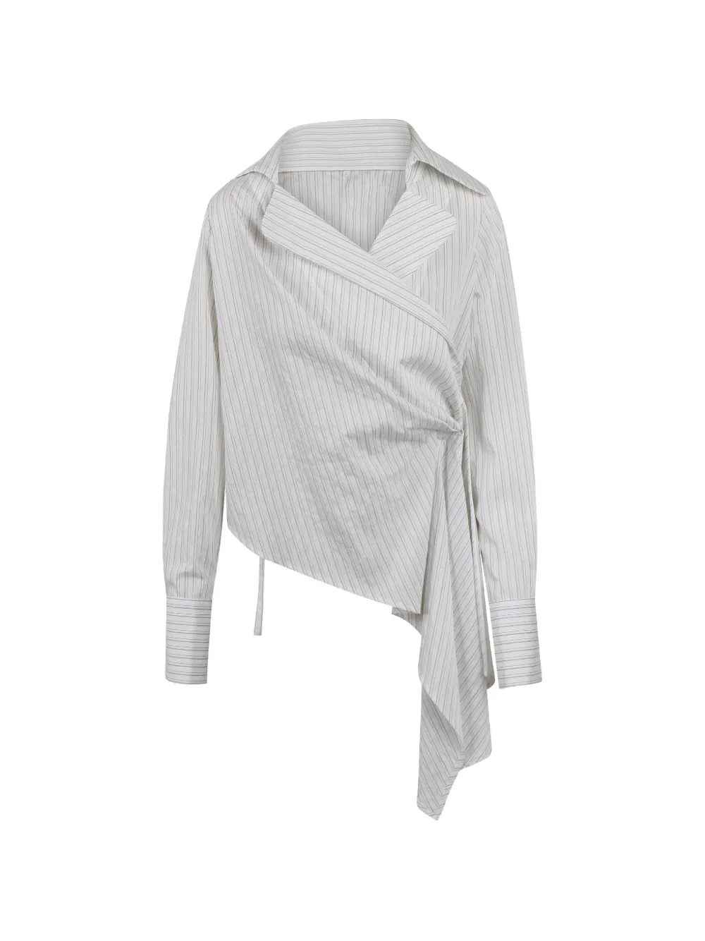 BALOSSA stripe-print asymmetric shirt - Weiß