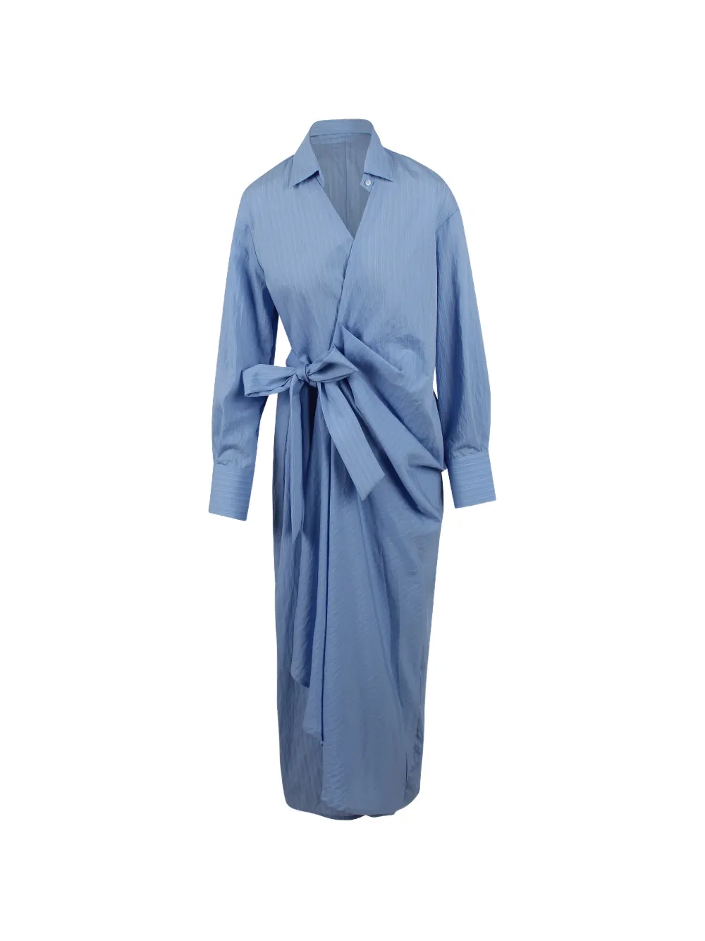 BALOSSA Evelin pinstriped wrap-style dress - Blue