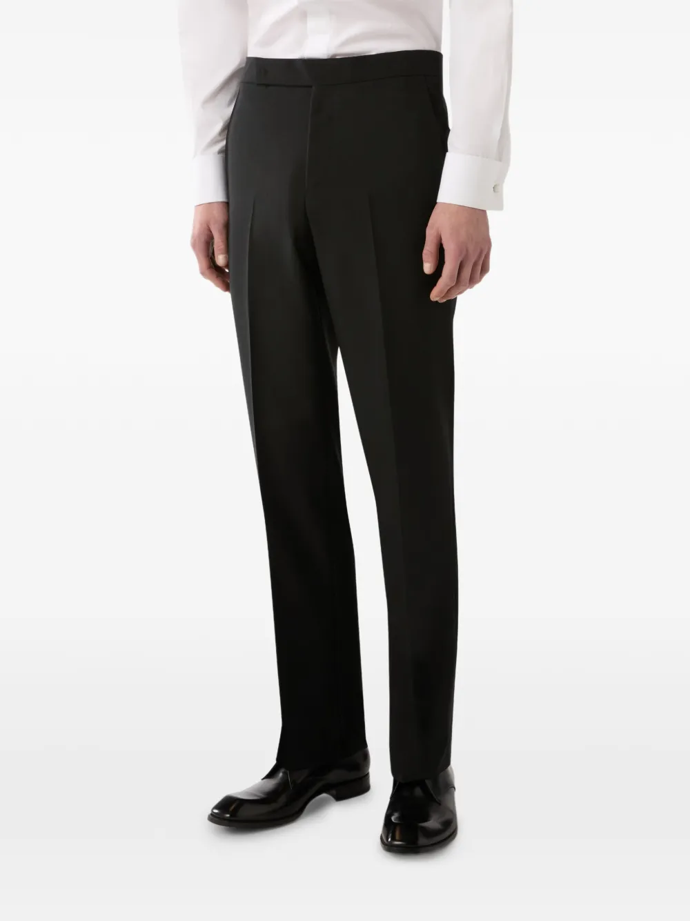 Lardini Broek van wol-mohairblend met platte voorkant Zwart