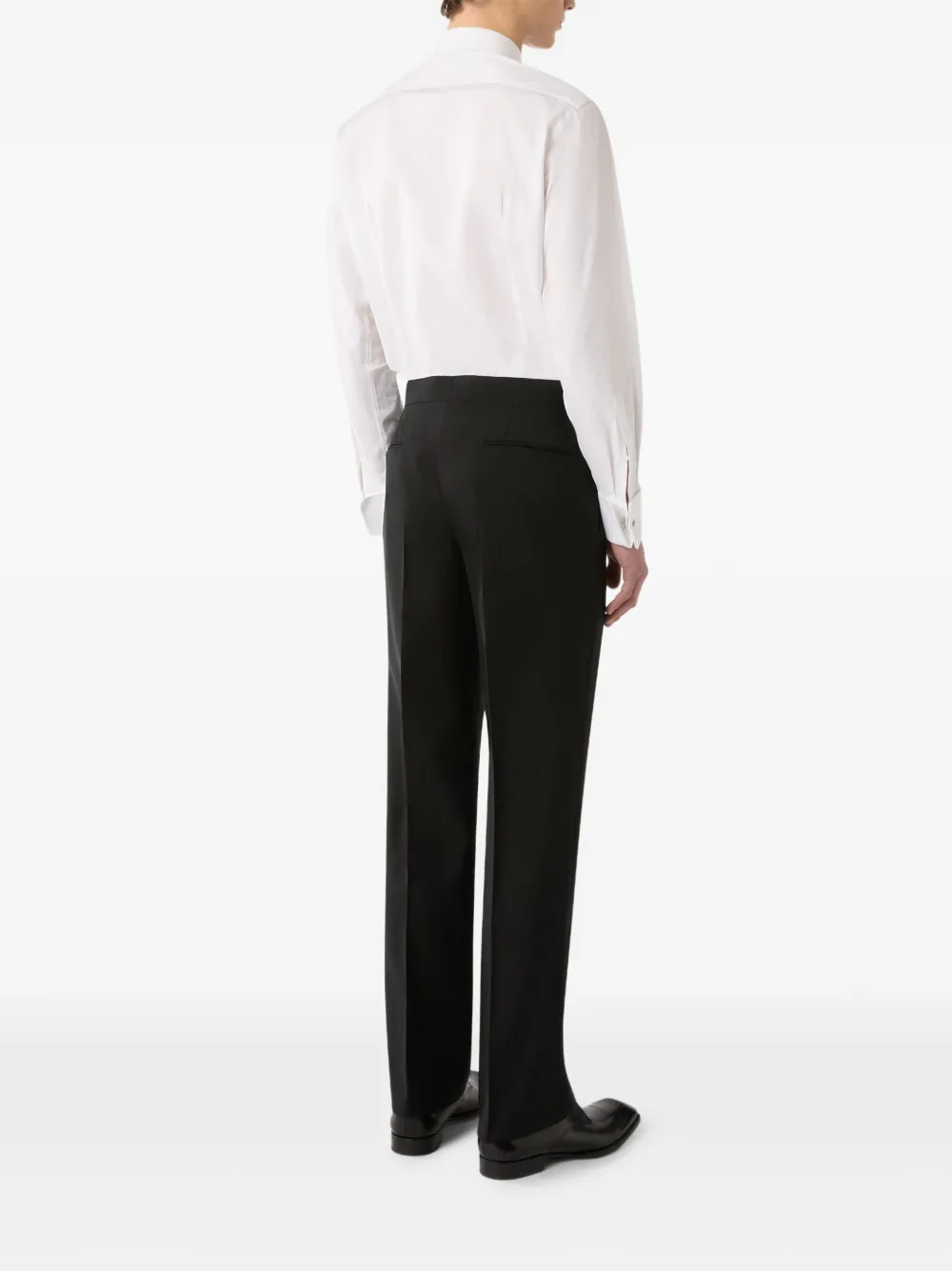 Lardini Broek van wol-mohairblend met platte voorkant Zwart