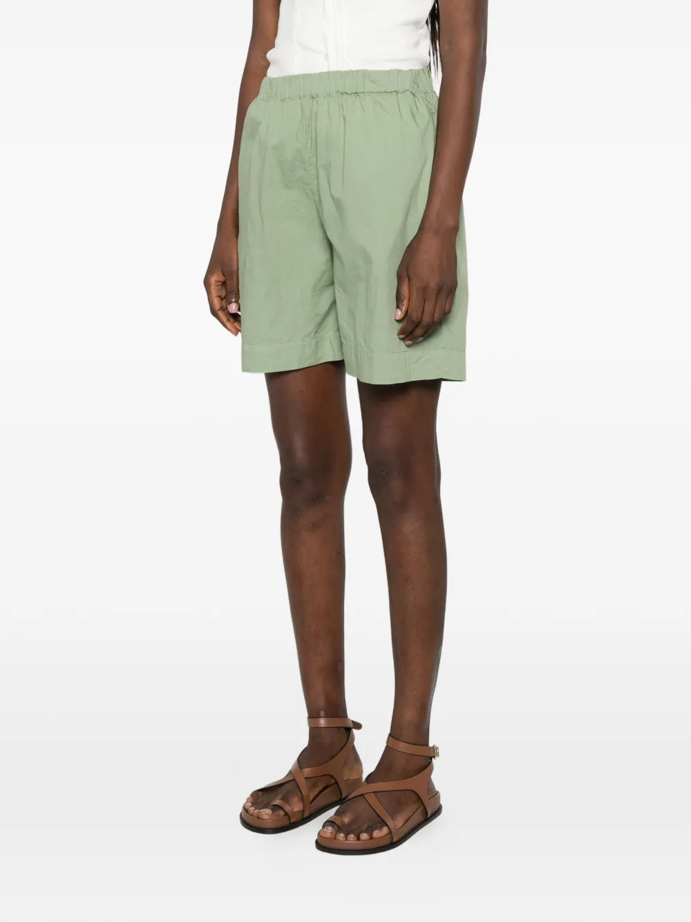 Xacus Carlotta shorts met elastische taille Groen