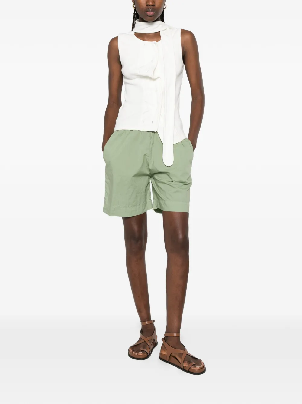 Xacus Carlotta shorts met elastische taille Groen