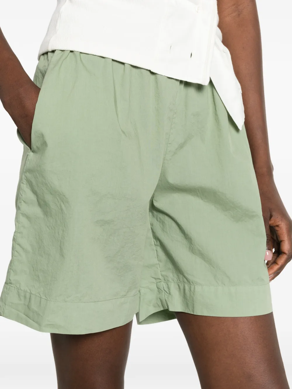 Xacus Carlotta shorts met elastische taille Groen