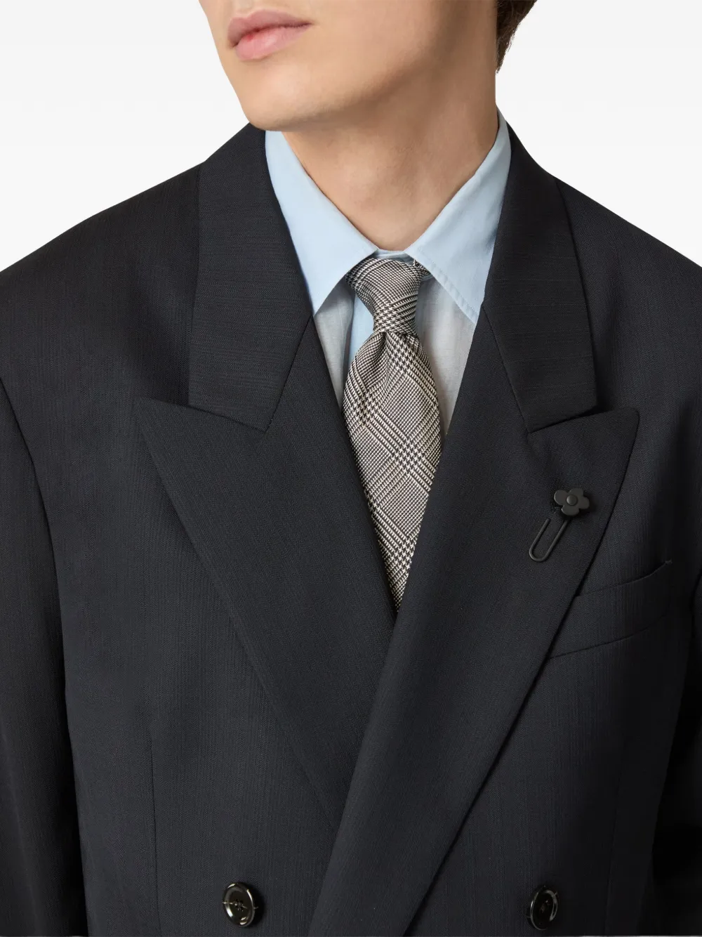 Lardini Man Suit Lead Size 46 Virgin Wool In Blue