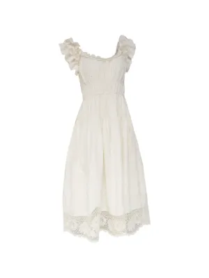 LoveShackFancy Suvi Lace V-neck Midi Dress | Pink | FARFETCH KW