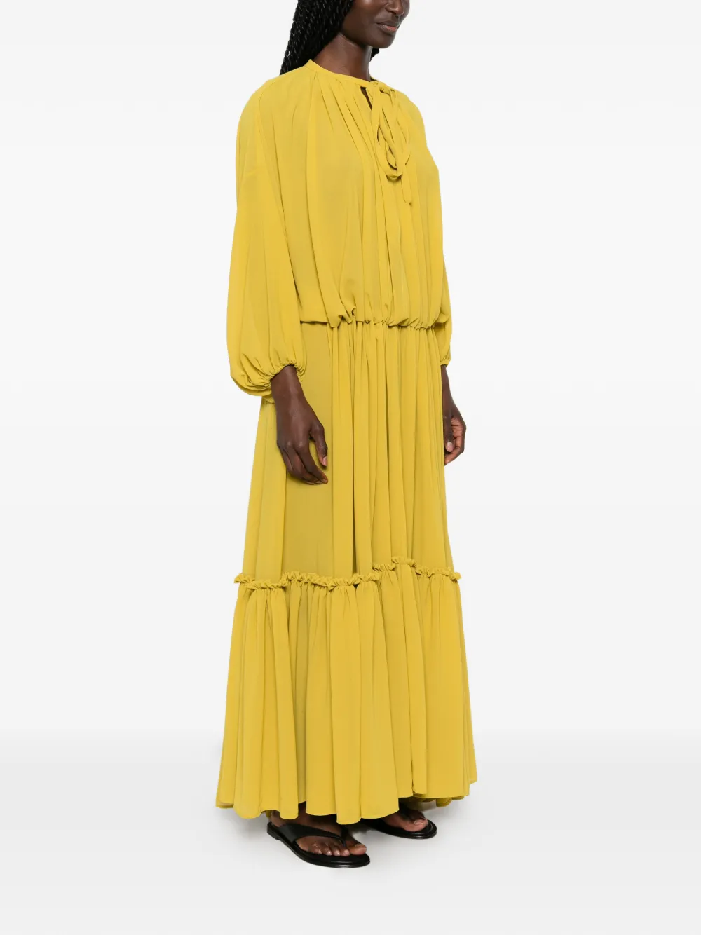  The M.. Vestido Largo Con Volantes - Amarillo 