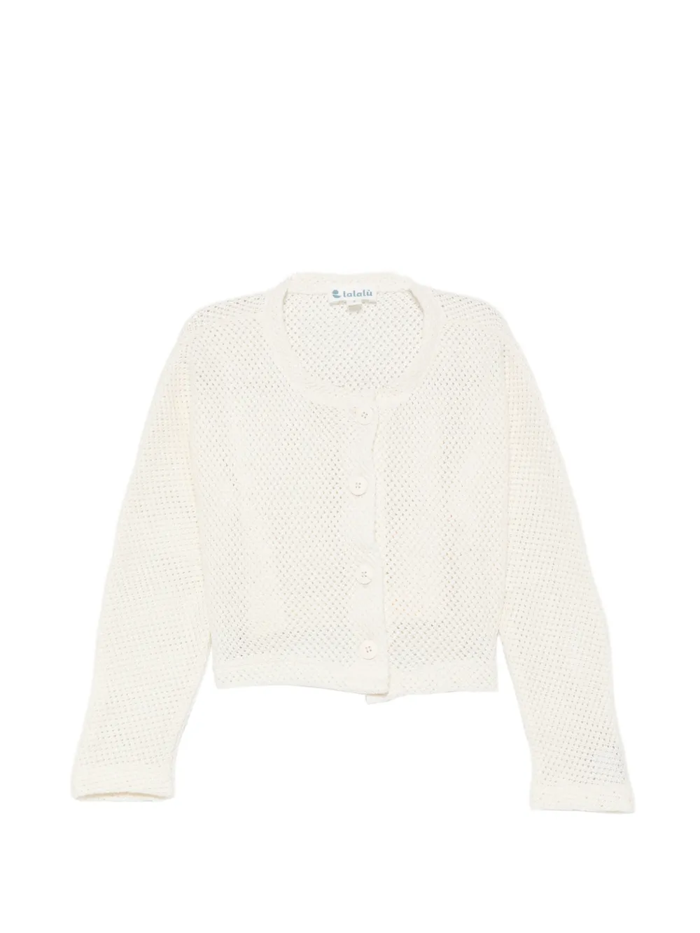 LALALU open-knit button-up cardigan - Toni neutri