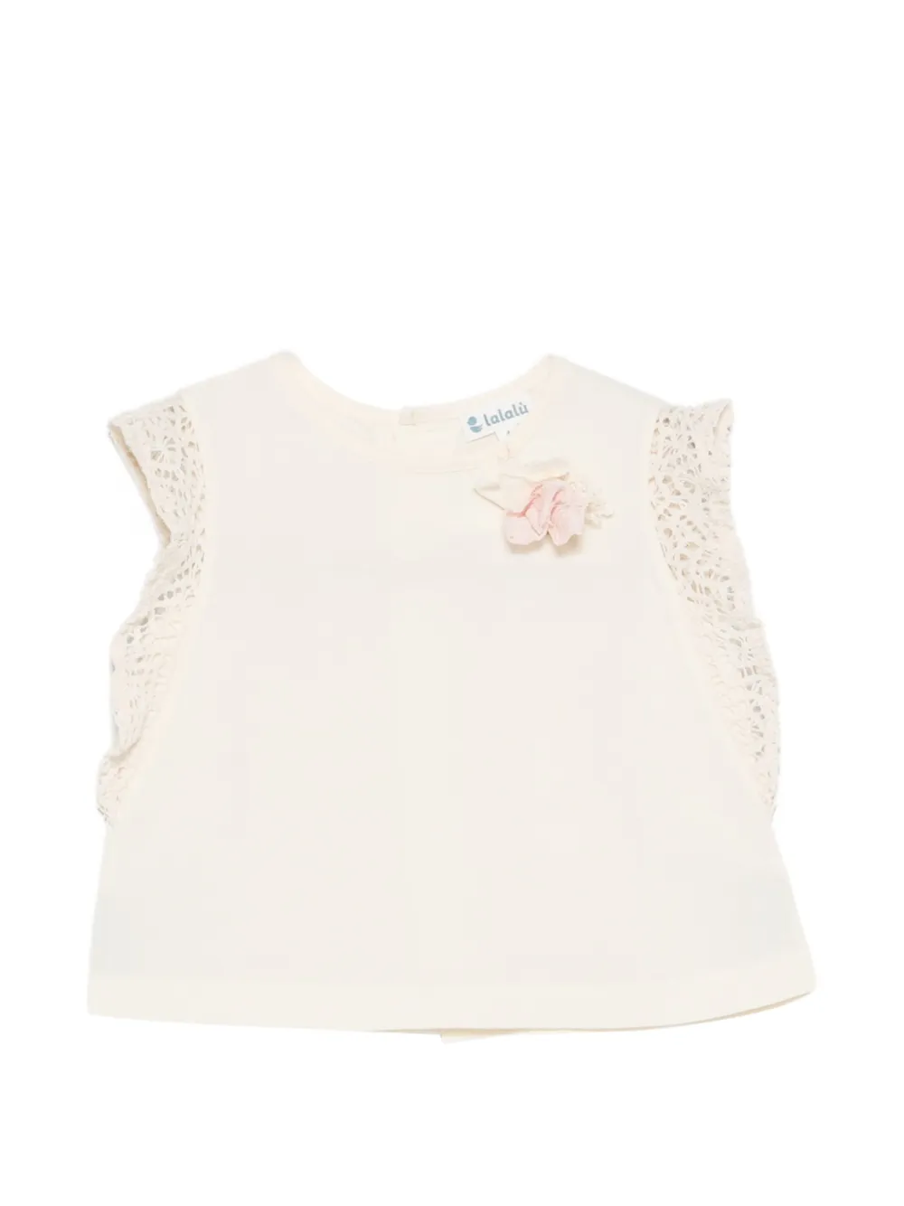 LALALU floral-appliqué blouse - Nude