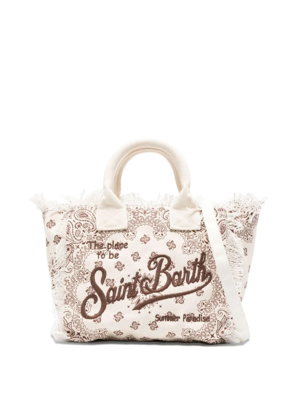 MC2 Saint Barth Kids paisley-print frayed tote bag - Toni neutri