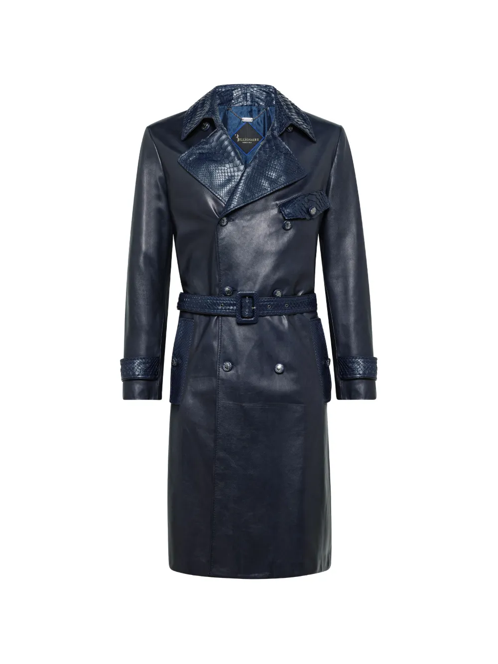 Billionaire python-leather double-breasted jacket - Blu