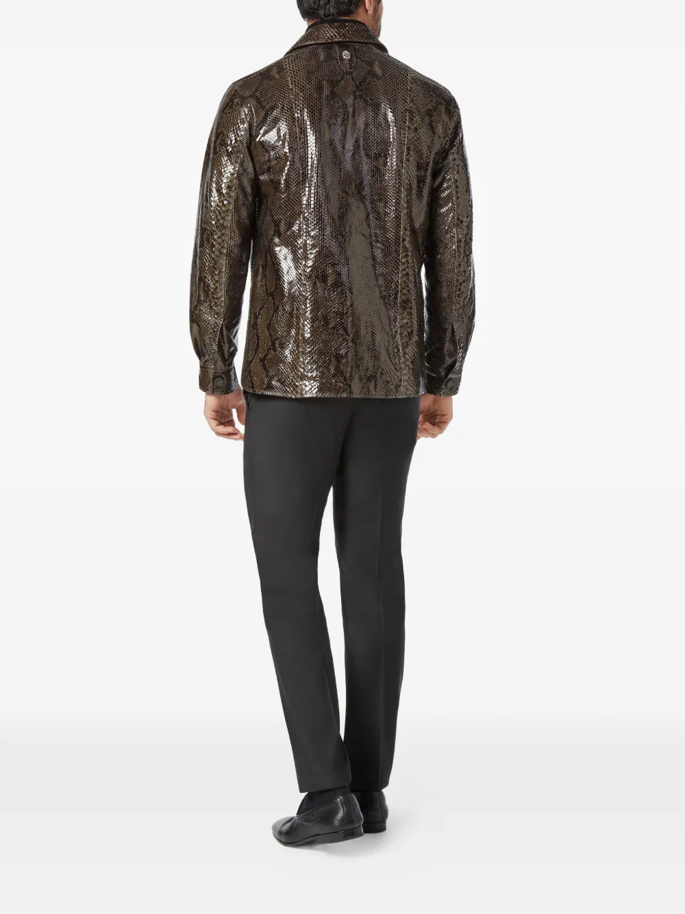 Billionaire Leren shirtjack van pythonleer Bruin