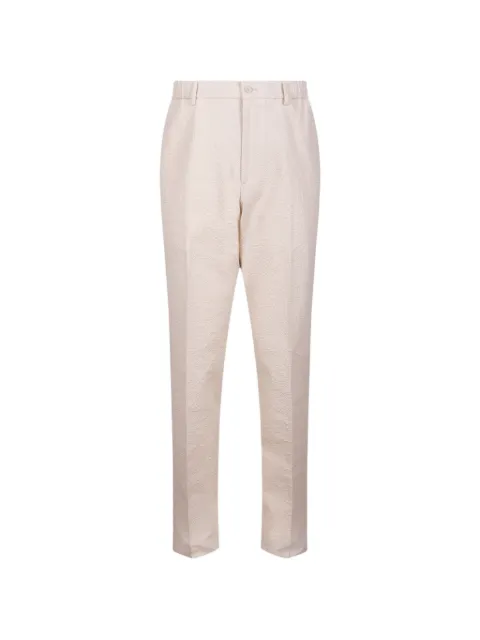 Tagliatore seersucker-texture tapered trousers