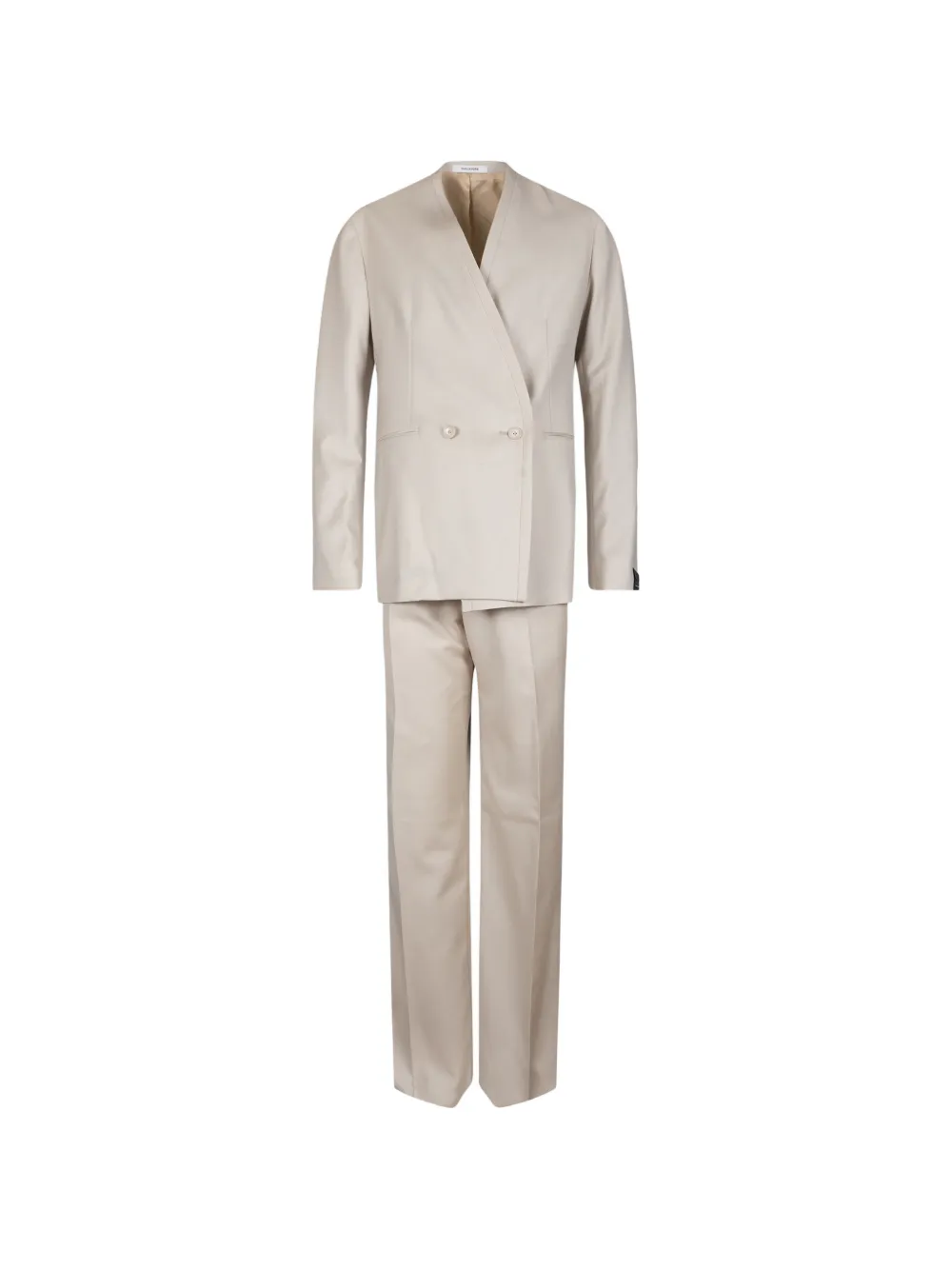 Tagliatore double-breasted collarless suit - Toni neutri
