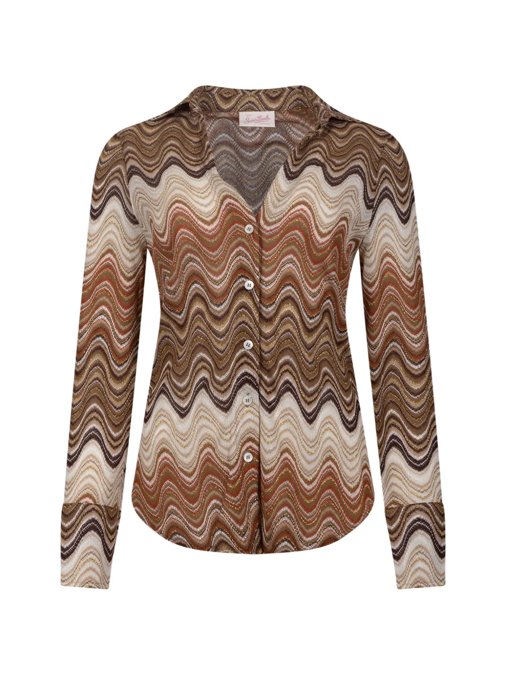 MC2 Saint Barth Blouse met zigzagpatroon en lange mouwen Bruin